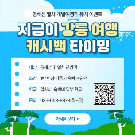 지금이 강릉 여행 캐시백 타이밍
